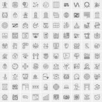 paquete de 100 iconos de líneas universales para móviles y web vector