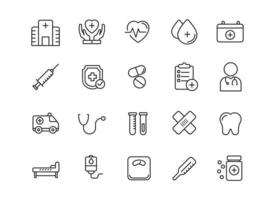 Set of medical icons with linear style isolated on white background vector