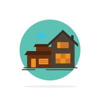 Home House Building Apartment Abstract Circle Background Flat color Icon vector