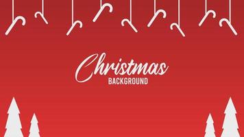 christmas template background with hanging candy cane and pine tree on red background vector