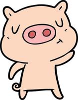 Cartoon happy pig vector