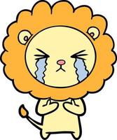 Cartoon lion crying vector