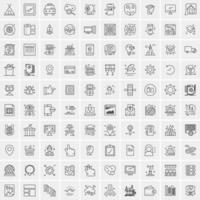 paquete de 100 iconos de líneas universales para móviles y web vector