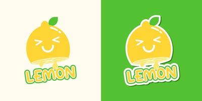 Fruta de limón en rodajas cute kawaii cartoon vector icono concepto. estilo de ilustración plana para póster, folleto, web, mascota, pegatina, logotipo e icono.