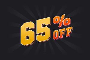 65 Percent off Special Discount Offer. 65 off Sale of advertising campaign vector graphics.