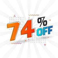 74 Percent off 3D Special promotional campaign design. 74 of 3D Discount Offer for Sale and marketing. vector