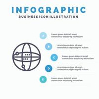 World Internet Computing Globe Blue Infographics Template 5 Steps Vector Line Icon template