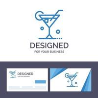 tarjeta de visita creativa y plantilla de logotipo bebida de vidrio vino primavera ilustración vectorial vector