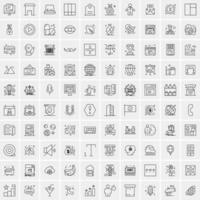 paquete de 100 iconos de líneas universales para móviles y web vector