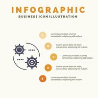 Control Setting Gear Setting Solid Icon Infographics 5 Steps Presentation Background vector