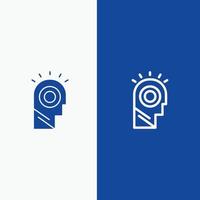Idea Light Man Hat Line and Glyph Solid icon Blue banner Line and Glyph Solid icon Blue banner vector