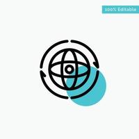 Globe World Earth Atom Connect turquoise highlight circle point Vector icon