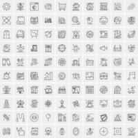 paquete de 100 iconos de líneas universales para móviles y web vector