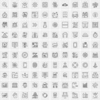 paquete de 100 iconos de líneas universales para móviles y web vector