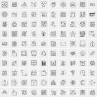 paquete de 100 iconos de líneas universales para móviles y web vector