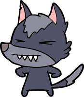 Vector wolf character in cartoon style