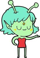 Vector alien girl character in cartoon style