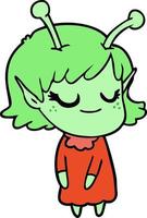 personaje de chica alienígena vectorial en estilo de dibujos animados vector