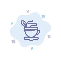 Tea Cup Hot Coffee Blue Icon on Abstract Cloud Background vector