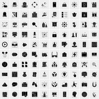 Set of 100 Universal Solid Icons vector