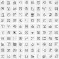 paquete de 100 iconos de líneas universales para móviles y web vector