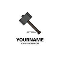 Action Auction Court Gavel Hammer Law Legal Business Logo Template Flat Color vector