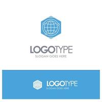 Globe Polygon Space Idea Blue Solid Logo with place for tagline vector