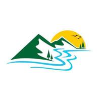 landscape mountain lake design vector illustration