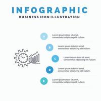 Chart Analytics Graphs Market Schedule Time Trends Line icon with 5 steps presentation infographics vector