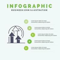 método de gestión rendimiento producto icono sólido infografía 5 pasos presentación antecedentes vector