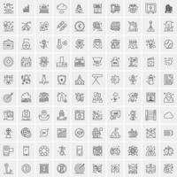 paquete de 100 iconos de líneas universales para móviles y web vector