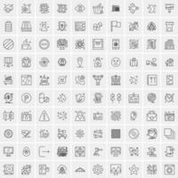 paquete de 100 iconos de líneas universales para móviles y web vector