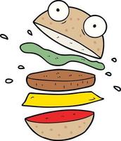 hamburguesa loca de dibujos animados vector