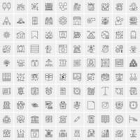 paquete de 100 iconos de líneas universales para móviles y web vector