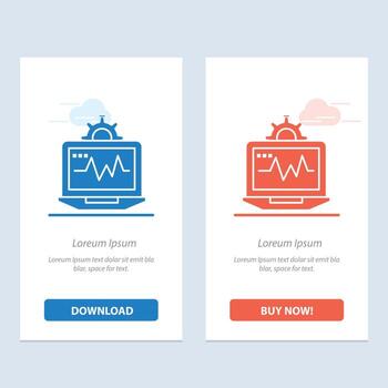 Laptop Computer Setting Computing  Blue and Red Download and Buy Now web Widget Card Template vector