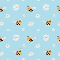 WebSeamless vector pattern with bee and flowers. Baby background for wrapping paper,  greeting cards, design.