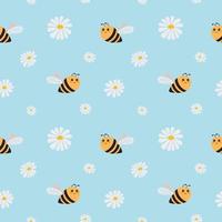 WebSeamless vector pattern with bee and flowers. Baby background for wrapping paper,  greeting cards, design.