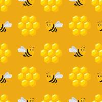Seamless vector pattern with bee and honeycomb. Baby background for wrapping paper,  greeting cards, design.