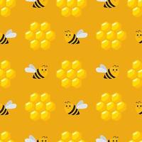 Seamless vector pattern with bee and honeycomb. Baby background for wrapping paper,  greeting cards, design.