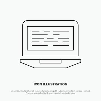 Laptop Coding Code Screen Computer Line Icon Vector