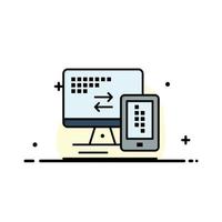 Computer Monitor Mobile Cell  Business Flat Line Filled Icon Vector Banner Template