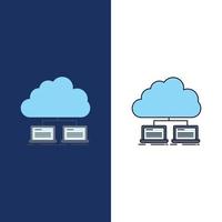 cloud network server internet data Flat Color Icon Vector