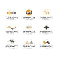 conjunto de logotipos de elementos de ondas de sonido vector