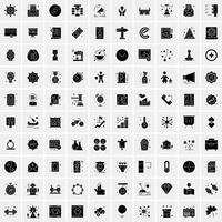 Set of 100 Business Solid Glyph icons vector