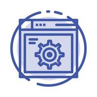 Web Setting Gear Internet Blue Dotted Line Line Icon vector