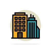 Building Office Tower Head office Abstract Circle Background Flat color Icon vector