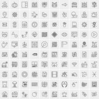 paquete de 100 iconos de líneas universales para móviles y web vector