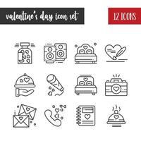 Happy Valentines Day Outline 12 icon set vector