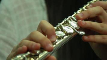 man's handen spelen een wind instrument video