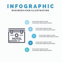 Hotel Sign Board Location Blue Infographics Template 5 Steps Vector Line Icon template